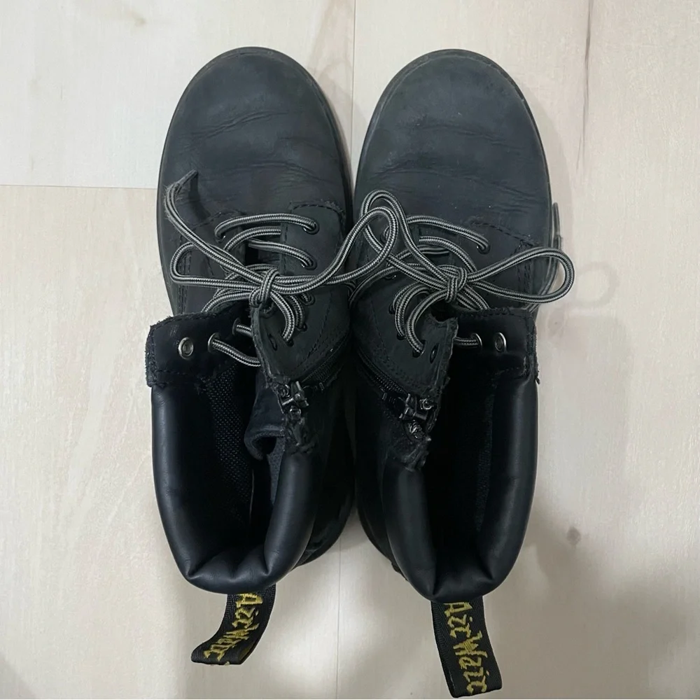 Dr. Martens Kids Boots Padley Black Size 3 Youth Zipper Lace Up Leather
